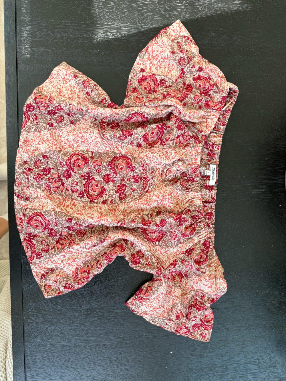 Madewell Pink Paisley Print Elastic-Waist Shorts